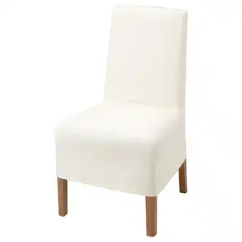 IKEA Bergmund stol med mellomlangt trekk, eikemønstret/inseros hvit tilbud