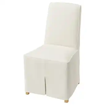 IKEA Bergmund stol med langt trekk, eikemønstret/inseros hvit tilbud