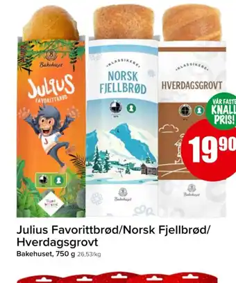 Spar Julius Favorittbrød/Norsk Fjellbrød/ Hverdagsgrovt tilbud