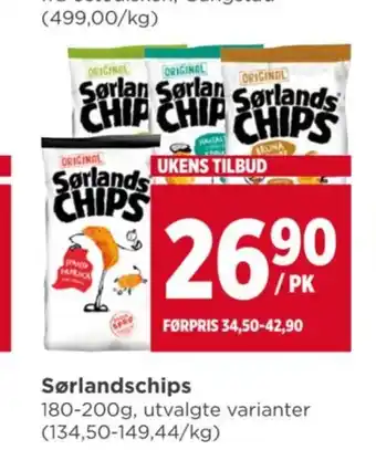 Meny Sørlandschips tilbud