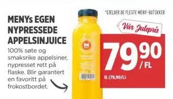 Meny MENYS EGEN NYPRESSEDE APPELSINJUICE tilbud