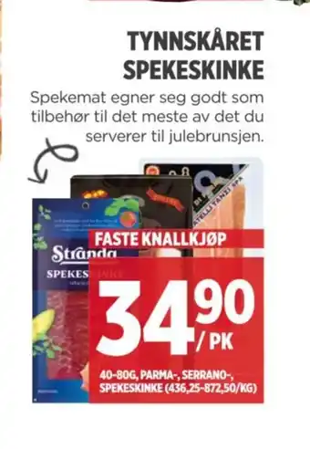 Meny TYNNSKÅRET SPEKESKINKE tilbud