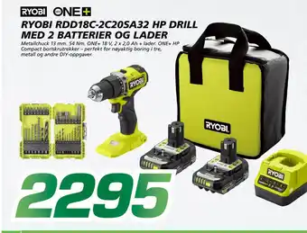 Coop Byggmix Ryobi rdd18c-2c20sa32 hp drill med 2 batterier og lader tilbud