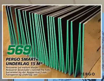 Coop Byggmix Pergo smart+ underlag 15 m² tilbud