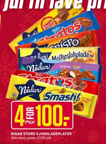Europris Nidar store sjokoladeplater tilbud