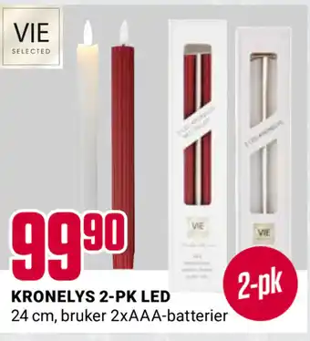 Europris Kronelys 2-pk led tilbud