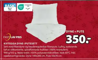 JYSK Kvitegga dyne-/putesett tilbud