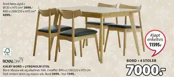 JYSK Kalby bord + lyngholm stol tilbud