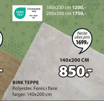 JYSK Birk teppe tilbud