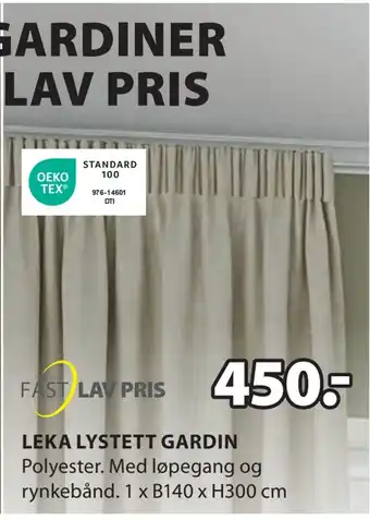 JYSK Leka lystett gardin tilbud