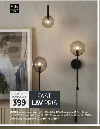 Bohus Septer bordlampe tilbud