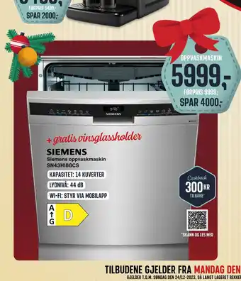 Skousen Siemens oppvaskmaskin sn43hi88cs tilbud