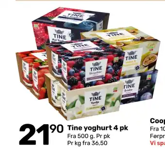 Coop Marked Tine yoghurt 4 pk tilbud