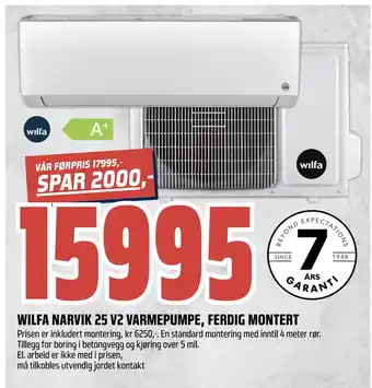 Coop Obs Wilfa narvik 25 v2 varmepumpe, ferdig montert tilbud