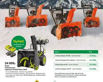 Felleskjøpet Ryobi batteridrevet snøfreser ry36stx61a-260f tilbud