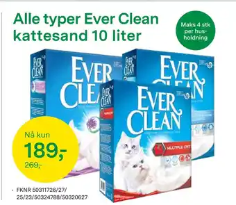 Felleskjøpet Alle typer ever clean kattesand 10 liter tilbud