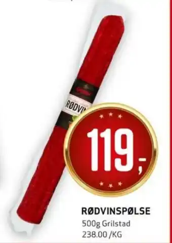 Bunnpris Grilstad spekepølse rødvin tilbud