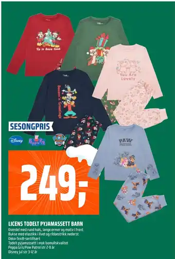Coop Obs Licens todelt pyjamassett barn tilbud