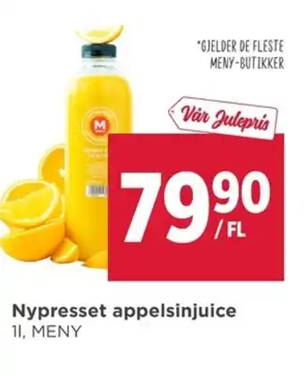 Meny Nypresset appelsinjuice tilbud