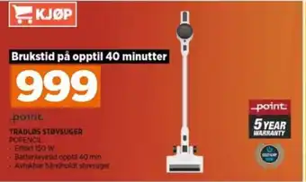 POWER TRÅDLØS STØVSUGER POPENCIL tilbud