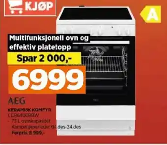 POWER KERAMISK KOMFYR CCB6400BBW tilbud