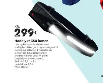 Mekk Hodelykt 350 lumen tilbud