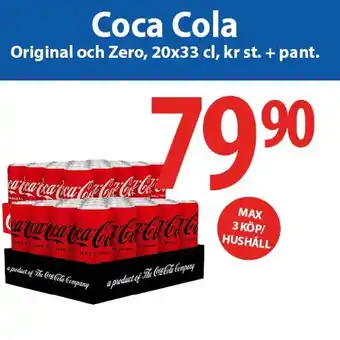 MaxiMat Charlottenberg Coca Cola Original och Zero, 20x33 cl, kr st. + pant. tilbud
