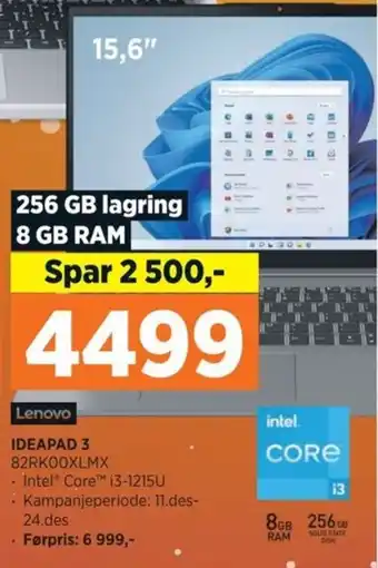 POWER Lenovo IDEAPAD 3 82RK00XLMX tilbud