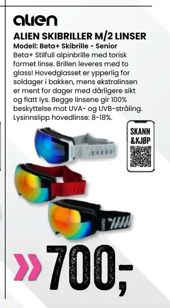 Alien skibriller m/2 linser