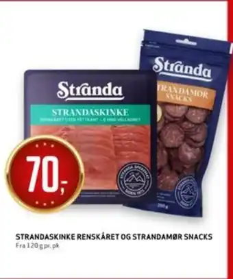 Bunnpris STRANDASKINKE RENSKÅRET OG STRANDAMØR SNACKS tilbud