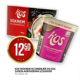 Bunnpris KOS RISKREM M/JORDBÆR OG KOS SJOKOLADEPUDDING U/SUKKER tilbud