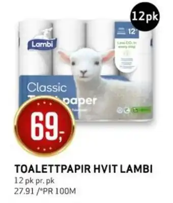 Bunnpris TOALETTPAPIR HVIT LAMBI tilbud