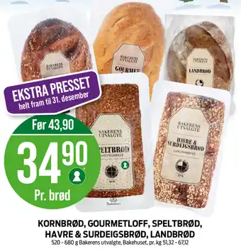 Kiwi KORNBRØD, GOURMETLOFF, SPELTBRØD, HAVRE & SURDEIGSBRØD, LANDBRØD tilbud
