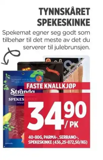 Meny TYNNSKÅRET SPEKESKINKE tilbud