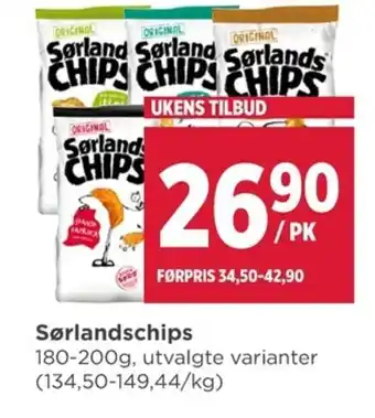 Meny Sørlandschips tilbud