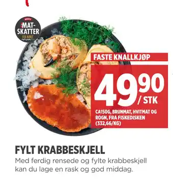 Meny Fylt krabbeskjell tilbud