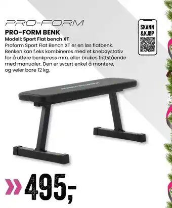 Sport Outlet PRO-FORM BENK Modell: Sport Flat bench XT tilbud