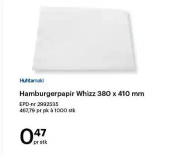 Storcash Hamburgerpapir Whizz 380 x 410 mm tilbud