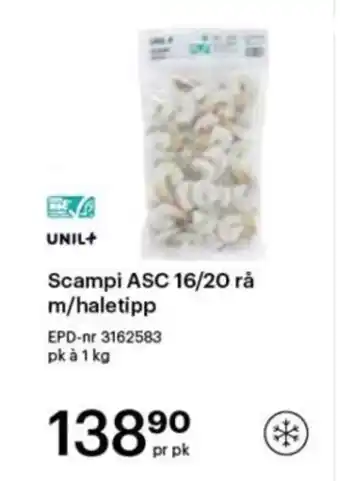 Storcash Scampi ASC 16/20 rå m/haletipp tilbud