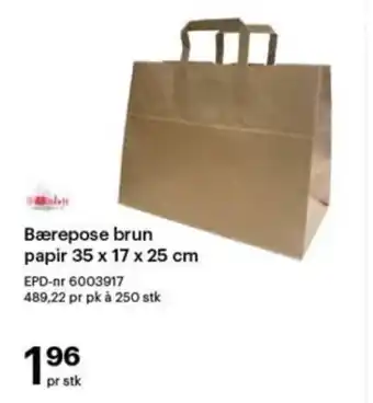 Storcash Bærepose brun papir 35 x 17 x 25 cm tilbud