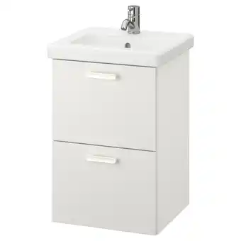 IKEA Enhet / tvällen servantskap med 2 skuffer, hvit/pilkån blandebatteri, 44x43x65 cm tilbud