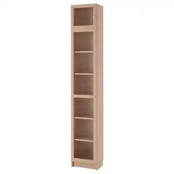 IKEA Billy / oxberg bokhylle med vitrinedør, hvitbeiset eikefiner/glass, 40x30x237 cm tilbud