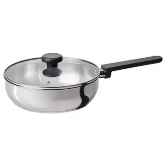 IKEA Middagsmat sautépanne med lokk, klart glass/rustfritt stål, 24 cm tilbud