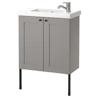 IKEA Enhet / tvällen servantskap med 2 dører, grå ramme/grå pilkån blandebatteri, 64x33x87 cm tilbud