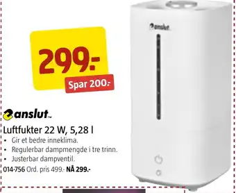 Jula Luftfukter 22 W, 5,28 I tilbud