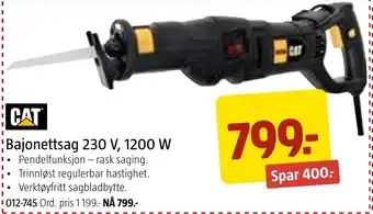 Jula Bajonettsag 230 V, 1200 W tilbud