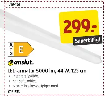 Jula LED-armatur 5000 lm, 44 W, 123 cm tilbud