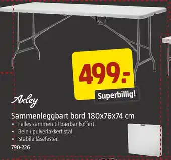 Jula Sammenleggbart bord 180x76x74 cm tilbud