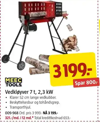 Jula Vedkløyver 7 t, 2,3 kW tilbud