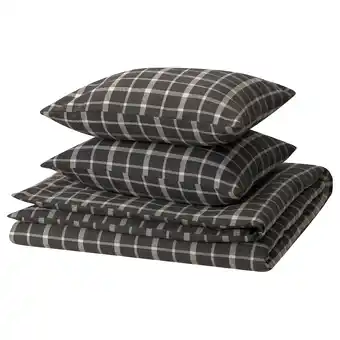 IKEA Strutbräken dynetrekk og 2 putevar, grå/rute, 240x220/50x60 cm tilbud